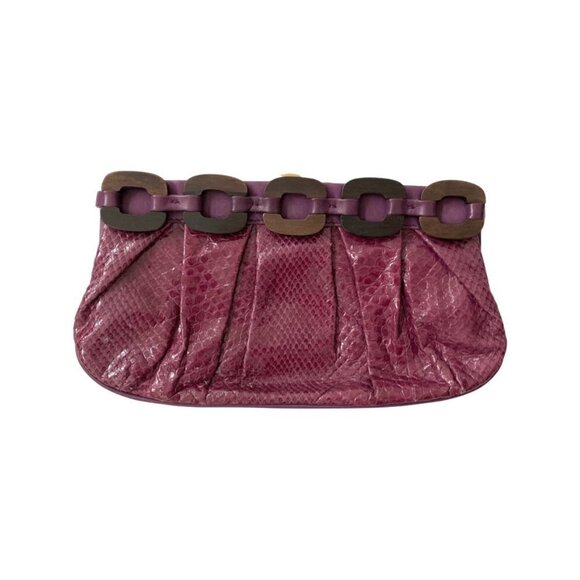 Anya Hindmarch Burgundy Snakeskin Clutch - Picture 1 of 7
